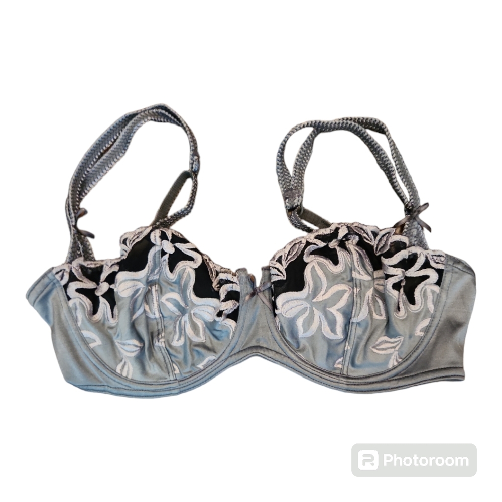 Aubade Paris Designer Lingerie - Grey Lace Demi Bra 36C